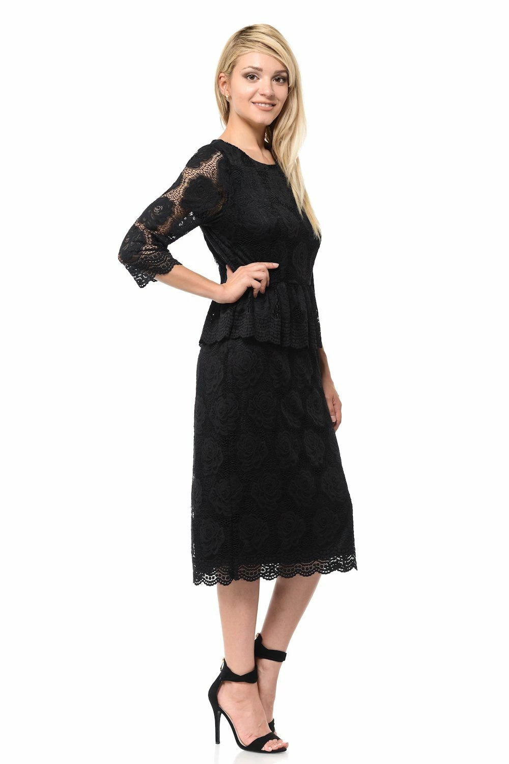 Nude Short Floral Lace Dress With Sleeves By Lenovia 17 Nude Short Floral Lace Dress With Sleeves By Lenovia - Image 15