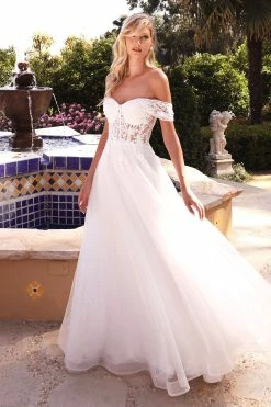 Off Shoulder Bridal Gown By Cinderella Divine CD961W
