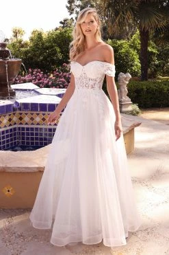 Off Shoulder Bridal Gown By Cinderella Divine CD961W -Dresses Shop off shoulder bridal gown by cinderella divine cd961w long formal dresses cinderella divine 923995