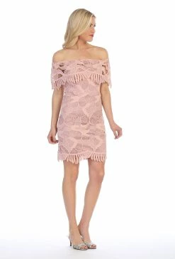 Off The Shoulder Short Flounce Lace Dress By Celavie 8508 -Dresses Shop off the shoulder short flounce lace dress by celavie 8508 short cocktail dresses celavie 677033