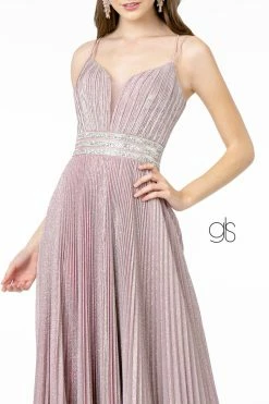 Pleated Long A-Line Metallic Glitter Dress By Elizabeth K GL2905 -Dresses Shop pleated long a line metallic glitter dress by elizabeth k gl2905 long formal dresses elizabeth k 117552
