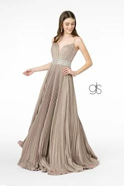 Pleated Long A-Line Metallic Glitter Dress By Elizabeth K GL2905 -Dresses Shop pleated long a line metallic glitter dress by elizabeth k gl2905 long formal dresses elizabeth k xs mauve 584847