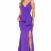 Pleated Long V-Neck Peplum Dress By Lenovia 5174 -Dresses Shop pleated long v neck peplum dress by lenovia 5174 long formal dresses lenovia s purple 120648