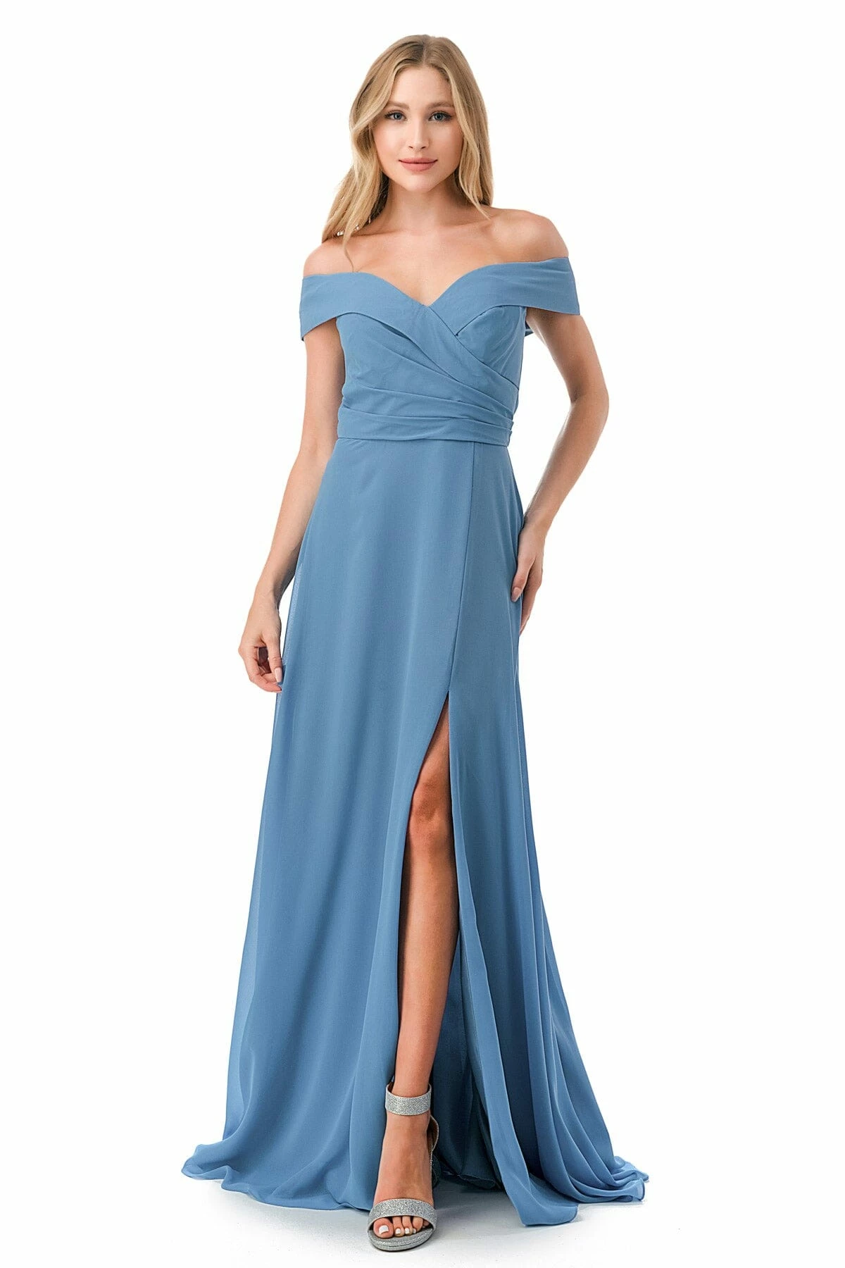 Pleated Off Shoulder A-line Slit Gown By Coya L2767Y 9 Pleated Off Shoulder A-line Slit Gown By Coya L2767Y - Image 7