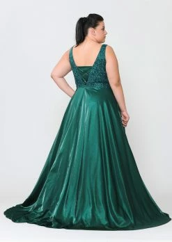 Plus Size A-line Gown With Embroidered Bodice By Poly USA W1074 -Dresses Shop plus size a line gown with embroidered bodice by poly usa w1074 long formal dresses poly usa plus size 105759