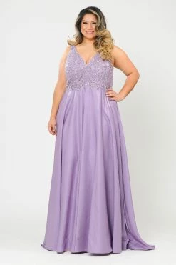 Plus Size A-line Gown With Embroidered Bodice By Poly USA W1074