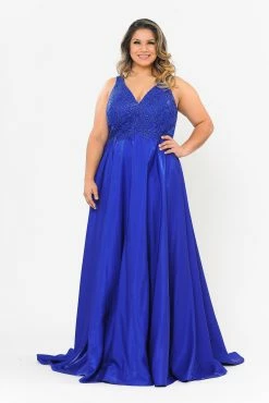Plus Size A-line Gown With Embroidered Bodice By Poly USA W1074 -Dresses Shop plus size a line gown with embroidered bodice by poly usa w1074 long formal dresses poly usa plus size 14w royal blue 462151