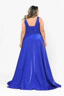 Plus Size A-line Gown With Embroidered Bodice By Poly USA W1074 -Dresses Shop plus size a line gown with embroidered bodice by poly usa w1074 long formal dresses poly usa plus size 667777