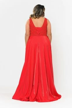 Plus Size A-line Gown With Embroidered Bodice By Poly USA W1074 -Dresses Shop plus size a line gown with embroidered bodice by poly usa w1074 long formal dresses poly usa plus size 780835