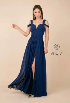 Plus Size Long A-line Cold Shoulder Dress By Nox Anabel Y277P -Dresses Shop plus size long a line cold shoulder dress by nox anabel y277p long formal dresses nox anabel 4xl navy 692507