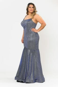 Plus Size Long Metallic Glitter Fitted Dress By Poly USA W1102 -Dresses Shop plus size long metallic glitter fitted dress by poly usa w1102 long formal dresses poly usa plus size 638705