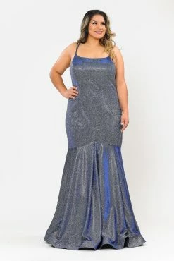 Plus Size Long Metallic Glitter Fitted Dress By Poly USA W1102 -Dresses Shop plus size long metallic glitter fitted dress by poly usa w1102 long formal dresses poly usa plus size 681101