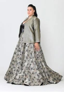 Plus Size Two Tone Metallic Formal Jacket By Poly USA JK1908 -Dresses Shop plus size two tone metallic formal jacket by poly usa jk1908 long formal dresses poly usa plus size 978793