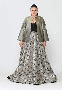 Plus Size Two Tone Metallic Formal Jacket By Poly USA JK1908 -Dresses Shop plus size two tone metallic formal jacket by poly usa jk1908 long formal dresses poly usa plus size s silvergold 809970