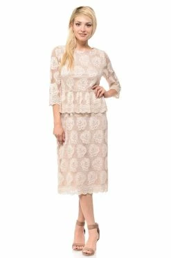 Red Short Floral Lace Dress With Sleeves By Lenovia -Dresses Shop red short floral lace dress with sleeves by lenovia short cocktail dresses lenovia s nude 116070