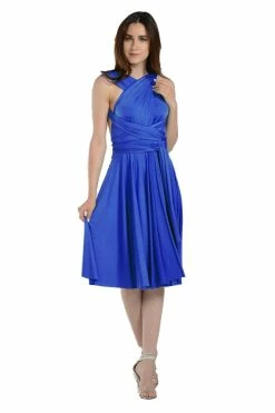 Royal Blue Short Convertible Jersey Dress By Poly USA
