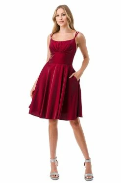 Ruched Short Sleeveless A-line Dress By Coya S2741M -Dresses Shop ruched short sleeveless a line dress by coya s2741m short cocktail dresses coya collection 139132