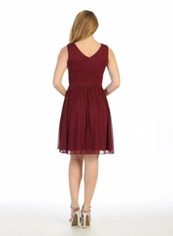 Ruched Short Sleeveless Chiffon Dress By Celavie 6473 -Dresses Shop ruched short sleeveless chiffon dress by celavie 6473 short cocktail dresses celavie 292879