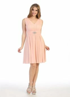 Ruched Short Sleeveless Chiffon Dress By Celavie 6473 -Dresses Shop ruched short sleeveless chiffon dress by celavie 6473 short cocktail dresses celavie 410895