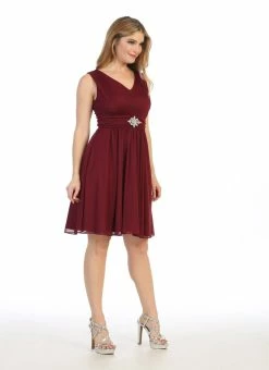 Ruched Short Sleeveless Chiffon Dress By Celavie 6473 -Dresses Shop ruched short sleeveless chiffon dress by celavie 6473 short cocktail dresses celavie 808115