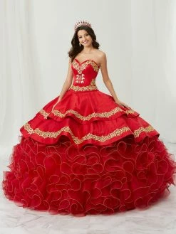 Ruffled Charro Quinceanera Dress By LA Glitter 24084