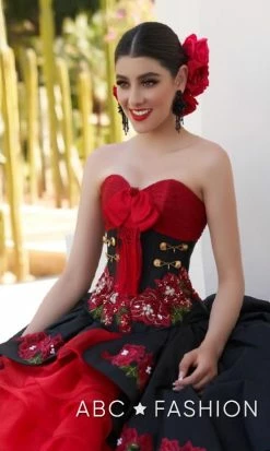 Ruffled Charro Quince Dress By Ragazza Fashion M25-125 -Dresses Shop ruffled charro quinceanera dress by ragazza fashion m25 125 quinceanera dresses ragazza fashion 3 blackred 506211