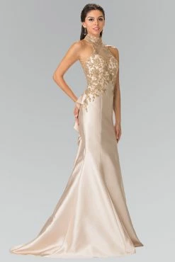 Ruffled Illusion Mermaid Gown By Elizabeth K GL2280 -Dresses Shop ruffled mermaid gown with illusion top by elizabeth k gl2280 long formal dresses elizabeth k xs champagne 182761