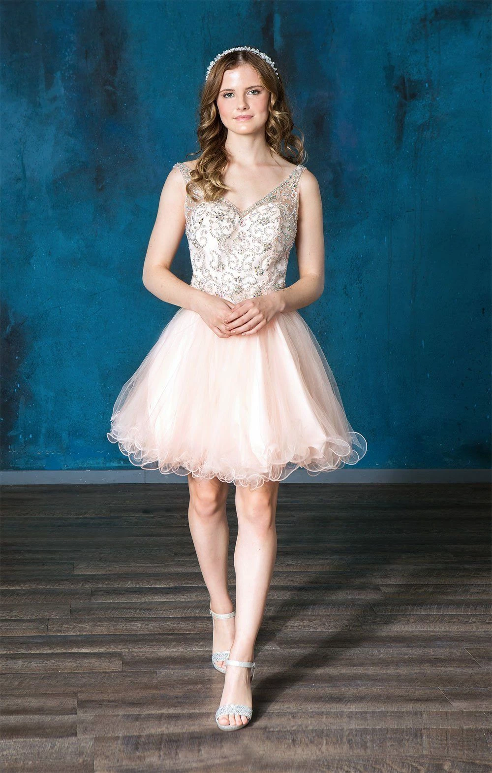 Ruffled Short V-Neck Tulle Dress By Calla Collection 9 Ruffled Short V-Neck Tulle Dress By Calla Collection - Image 7