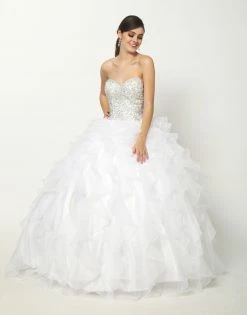 Ruffled Strapless Ball Gown With Bolero By Juliet 322 -Dresses Shop ruffled strapless sweetheart ball gown with bolero by juliet 322 quinceanera dresses juliet 479675