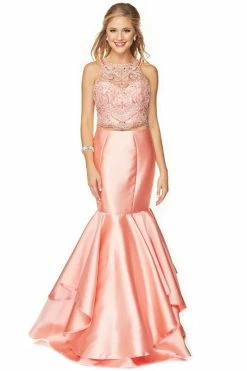 Ruffled Two Piece Mermaid Dress By Juliet 631 -Dresses Shop ruffled two piece mermaid dress by juliet 631 long formal dresses juliet xs coral 784120