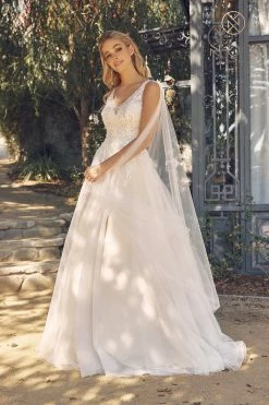 Sequin Cape Sleeve Bridal Gown By Nox Anabel JE947 -Dresses Shop sequin cape sleeve bridal gown by nox anabel je947 long formal dresses nox anabel 157079