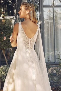 Sequin Cape Sleeve Bridal Gown By Nox Anabel JE947 -Dresses Shop sequin cape sleeve bridal gown by nox anabel je947 long formal dresses nox anabel 727441