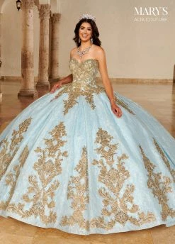 Sequin Lace Quinceanera Dress By Alta Couture MQ3077 -Dresses Shop sequin lace quinceanera dress by alta couture mq3077 quinceanera dresses marys bridal 0 light bluegold 410532