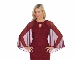 Sequin Lace Short Cape Dress With Flutter Sleeves By Celavie 6352-S 13 Sequin Lace Short Cape Dress With Flutter Sleeves By Celavie 6352-S -Dresses Shop sequin lace short cape dress with flutter sleeves by celavie 6352 s short cocktail dresses celavie m burgundy 338165