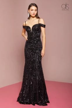 Sequin Long Cold Shoulder Mermaid Dress By Elizabeth K GL2552