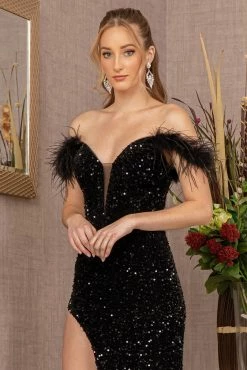 Sequin Off Shoulder Feather Gown By Elizabeth K GL3149 -Dresses Shop sequin off shoulder feather gown by elizabeth k gl3149 long formal dresses elizabeth k 439380