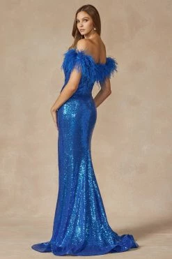 Sequin Off Shoulder Feather Gown By Juliet 292 -Dresses Shop sequin off shoulder feather gown by juliet 292 long formal dresses juliet 418115