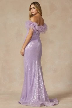 Sequin Off Shoulder Feather Gown By Juliet 292 -Dresses Shop sequin off shoulder feather gown by juliet 292 long formal dresses juliet 604005