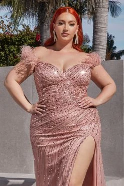 Sequin Off Shoulder Feather Gown By Ladivine CD0207 -Dresses Shop sequin off shoulder feather gown by ladivine cd0207 long formal dresses cinderella divine 443754