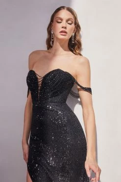 Sequin Off Shoulder Slit Gown By Ladivine CD290 11 Sequin Off Shoulder Slit Gown By Ladivine CD290 -Dresses Shop sequin off shoulder slit gown by ladivine cd290 long formal dresses cinderella divine 178418