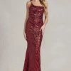 Sequin Print One Shoulder Gown By Nox Anabel R1204