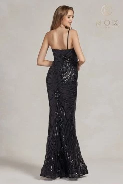 Sequin Print One Shoulder Gown By Nox Anabel R1204 -Dresses Shop sequin print one shoulder gown by nox anabel r1204 long formal dresses nox anabel 252887