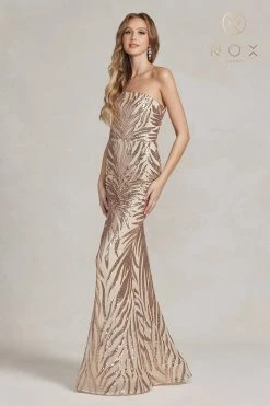 Sequin Print One Shoulder Gown By Nox Anabel R1204 -Dresses Shop sequin print one shoulder gown by nox anabel r1204 long formal dresses nox anabel 327397