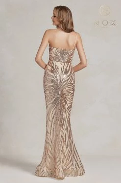 Sequin Print One Shoulder Gown By Nox Anabel R1204 -Dresses Shop sequin print one shoulder gown by nox anabel r1204 long formal dresses nox anabel 442697