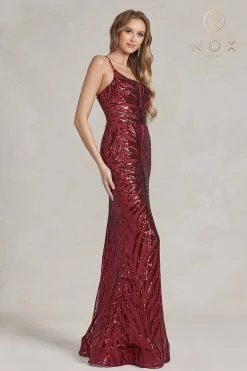 Sequin Print One Shoulder Gown By Nox Anabel R1204 -Dresses Shop sequin print one shoulder gown by nox anabel r1204 long formal dresses nox anabel 466756