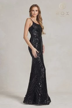 Sequin Print One Shoulder Gown By Nox Anabel R1204 -Dresses Shop sequin print one shoulder gown by nox anabel r1204 long formal dresses nox anabel 862155