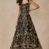 Sequin Print Sleeveless Feather Gown By Juliet 297 -Dresses Shop sequin print sleeveless feather gown by juliet 297 long formal dresses juliet xs black gold 713381
