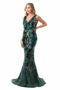 Sequin Print Sleeveless Mermaid Dress By Coya M2803Y -Dresses Shop sequin print sleeveless mermaid dress by coya m2803y long formal dresses coya collection 172937