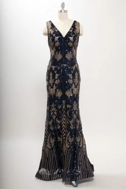 Sequin Print Sleeveless Mermaid Dress By Coya M2803Y -Dresses Shop sequin print sleeveless mermaid dress by coya m2803y long formal dresses coya collection m navy 772051