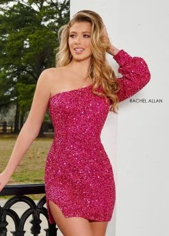 Sequin Short Single Sleeve Dress By Rachel Allan 40255